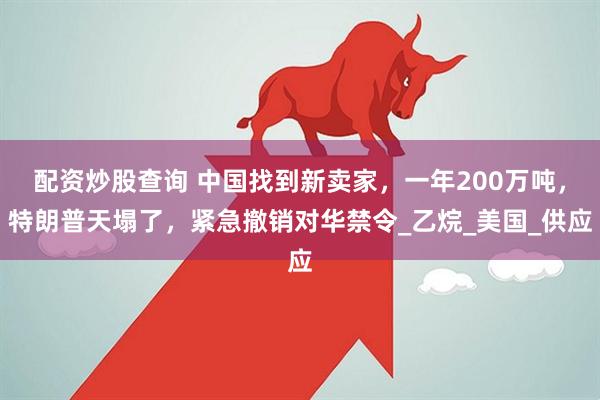 配资炒股查询 中国找到新卖家，一年200万吨，特朗普天塌了，紧急撤销对华禁令_乙烷_美国_供应